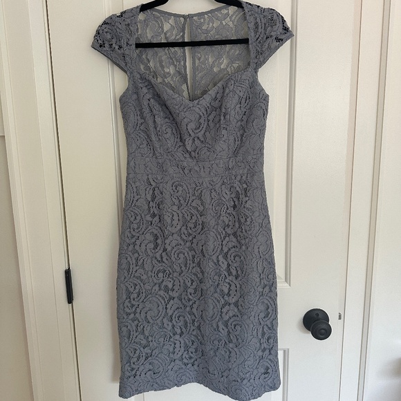 J. Crew Tinsley Dress Leavers Lace Grey A9023 (Size 4) - Picture 2 of 7